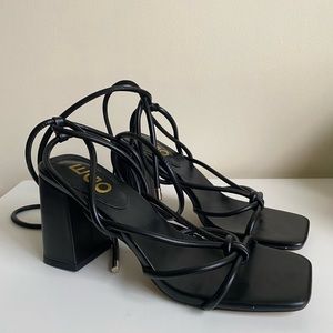 Ego Shoes Black Ballerine Knotted Strappy Detail Lace Up Sandals size 7 US